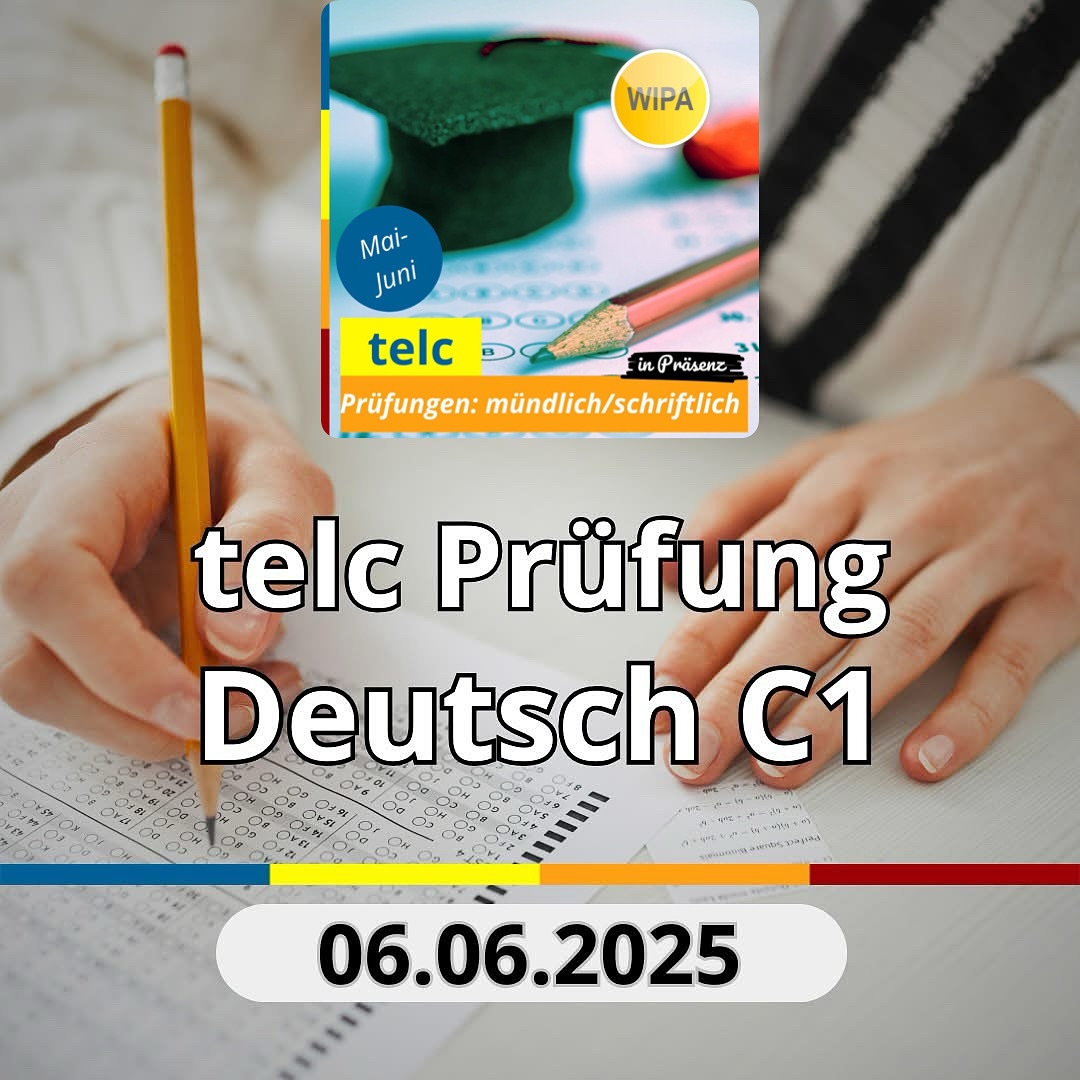 🚨 telc exam German C1 in June. Hurry up! ⏰.
🔗Reserve your spot here: https://wipa.berlin/shop/produkt/06-06-2025-deutsch-pruefung-telc-c1/
👉 telc Prüfungen - Juni! 📆
Ob es für Job, das Studium oder die Einbürgerung, mit einer anerkannten telc Zertifizierung öffnest du dir neue Türen. 🎓
Wohnst du in Berlin Lichtenberg, Friedrichshain, Kreuzberg, Neukölln, Pankow, Marzahn, Hellersdorf, Treptow oder Köpenick? Jetzt im Shop deinen Platz sichern und in unserem WIPA-Prüfungszentrum deine Prüfung ganz bequem ablegen - die Termine sind schnell ausgebucht! 🛒
Infos hier:
🔗https://wipa.berlin/wipa-pruefungszentrum/
🔗www.wipa.berlin
#telc #telcc1 #telcexam #telcprüfung #telcprüfungen #telcprüfungszentrum #telcprüfungc1 #telcberlin #deutschlernen