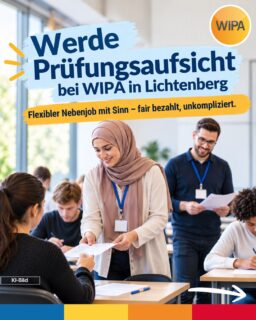 🎓 Du suchst einen flexiblen Nebenjob in Berlin? Werde Prüfungsaufsicht bei WIPA! 💙
Du möchtest dir etwas dazuverdienen, suchst einen gut planbaren Nebenjob und übernimmst gerne Verantwortung? Dann bist du bei uns genau richtig!
Unser WIPA-Prüfungszentrum in Berlin-Lichtenberg sucht zuverlässige und engagierte Menschen, die uns bei der Durchführung von Prüfungen unterstützen.
📋 Deine Aufgaben als Prüfungsaufsicht:
✅ Prüfungen beaufsichtigen und für einen reibungslosen Ablauf sorgen
✅ Ausweise der Prüfungsteilnehmenden kontrollieren
✅ Prüfungszeiten im Blick behalten
✅ Prüfungsabläufe kurz protokollieren
🙋 Das bringst du mit:
✔️ Zuverlässigkeit und Pünktlichkeit
✔️ Gute Deutschkenntnisse
✔️ Verantwortungsbewusstsein und einen freundlichen Umgang mit Menschen
Keine Erfahrung als Prüfungsaufsicht? Kein Problem! Du erhältst eine kurze Einweisung.
💶 Deine Vergütung:
🟠 25 € für die erste Stunde
🟠 15 € für jede weitere Stunde
📅 Flexible Einsätze nach Bedarf
Ob neben dem Studium, als zusätzlicher Verdienst zum Hauptberuf oder als flexible Nebentätigkeit: Die Einsätze in unserem Prüfungszentrum in Berlin-Lichtenberg lassen sich gut planen.
Du suchst einen Nebenjob im Bildungsbereich, bei dem Zuverlässigkeit, Organisation und der Umgang mit Menschen im Mittelpunkt stehen? Dann freuen wir uns auf dich!
🚀 Bewirb dich jetzt als Prüfungsaufsicht!
📩 Schick uns einfach eine E-Mail an:
pruefung@wipa-berlin.de
📍 WIPA GmbH
Möllendorffstraße 48
10367 Berlin
🌐 www.wipa.berlin
💙 Dein Nebenjob mit Sinn – flexibel, fair bezahlt und unkompliziert!
#NebenjobBerlin #NebenjobLichtenberg #BerlinJobs #FlexibleJobs #StudentenjobBerlin