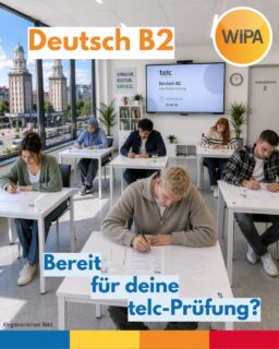 🎉 Vom Prüfungsstress zum Erfolgsmoment! 🎉
Du möchtest auch dein Deutsch auf B2-Niveau verbessern und sicher in die Prüfung gehen? Dann wähle die passende Kursoption bei WIPA Berlin:

✔️ B2 Komplettpaket
04.05.2026 – 18.08.2026
17:00 – 20:15 Uhr
950 €

✔️ B2.1
04.05.2026 – 09.06.2026
17:00 – 20:15 Uhr
350 €

✔️ B2.2
10.06.2026 – 14.07.2026
17:00 – 20:15 Uhr
350 €

✔️ B2 Prüfungsvorbereitung
15.07.2026 – 18.08.2026
17:00 – 20:15 Uhr
350 €

Alle sind Präsenzkurse und finden in unserem Standort in Lichtenberg statt:
📍 WIPA Berlin
Möllendorffstr. 48
10367 Berlin

Kontakte für weitere Infos:
📞 030 557414 15
📞 030 557414 16
✉️ kiku@wipa-berlin.de

🛒 Alle Kurse sind in unserem Online-Shop buchbar – Link in Bio!
#Deutschlernen #B2Deutsch #telcB2 #DeutschkursBerlin #WIPABerlin #Deutschprüfung #Prüfungsvorbereitung #DeutschInBerlin #B2Kurs #DeutschlernenInBerlin #telcprüfung