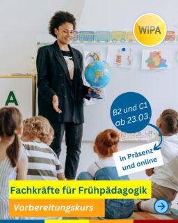 🌱 Arbeiten mit Kindern ist dein Traum?
Dann starte jetzt deine berufliche Zukunft in der Frühpädagogik mit einem Berufssprachkurs Deutsch für Erzieher*innen und pädagogische Fachkräfte in Berlin 👶📚

Unsere BAMF-geförderten Deutschkurse B2 und C1 bereiten dich gezielt auf den Arbeitsalltag in der Kita, auf pädagogische Kommunikation, Elterngespräche und Fachdokumentation vor.

🟩 B2 Frühpädagogik – Präsenz (Deutsch B2 Beruf)
📅 23.03.2025 – 21.09.2026
⏰ Mo–Fr | 09:00–12:15
📍 Stromstr. 47, 10551 Berlin

🟦 C1 Frühpädagogik – Online (Deutsch C1 Beruf)
📅 23.03.2026 – 16.11.2026
⏰ Mo–Do | 17:30–20:00
💻 Online-Berufssprachkurs Deutsch

🟩 B2 Frühpädagogik – Präsenz (Deutsch lernen für Erzieher*innen)
📅 25.03.2026 – 23.09.2026
⏰ Mo–Fr | 08:15–11:30
📍 Möllendorffstr. 48, 10367 Berlin

✨ Deutsch für den Beruf. Deutsch für deine Zukunft.
👉 Jetzt informieren & Platz im Berufssprachkurs Frühpädagogik Berlin sichern!

#DeutschfürErzieher #Erzieherausbildung #PädagogischeFachkräfte #Weiterbildung #KarriereimSozialbereich #IntegrationdurchSprache #BeruflicheIntegration #DeutschundBeruf