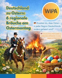 🇩🇪 Ostern in Deutschland: Kennst du diese regionalen Bräuche?

🐎 Lausitz: Osterreiten 
In der katholischen Lausitz reiten festlich gekleidete Männer auf geschmückten Pferden von Dorf zu Dorf und verkünden singend die Auferstehung Jesu.

🚶 Bayern & Baden-Württemberg: Emmausgang 
Am Ostermontag machen viele Familien gemeinsam einen Spaziergang oder eine kleine Wallfahrt.

🔥 Norddeutschland: Osterfeuer 
Große Osterfeuer begrüßen den Frühling und sollen den Winter vertreiben.

🥚 Thüringen: Eiertrudeln 
Kinder und Erwachsene rollen bunte Ostereier einen Hügel hinunter. Gewonnen hat, wessen Ei am weitesten rollt oder heil bleibt.

💧 Harz & Sachsen-Anhalt: Osterwasser 
Früher holten junge Frauen morgens schweigend Wasser aus einer Quelle. Es sollte Glück, Gesundheit und Schönheit bringen.

🥚 Rheinland: Eierditschen 
Zwei Personen schlagen ihre hartgekochten Eier gegeneinander. Das Ei, das heil bleibt, gewinnt.

🎡 Berlin & Brandenburg: Osterfeste 
Viele besuchen Oster- und Frühlingsfeste mit Musik, Märkten und Osterfeuern.

Welche Tradition kanntest du schon? 👇

🇬🇧 Easter in Germany: Do you know these regional traditions?

🐎 Lusatia: Easter Riding 
Men ride decorated horses from village to village and sing about the resurrection of Jesus.

🚶 Bavaria & Baden-Württemberg: Emmaus Walk 
On Easter Monday, many families go for a walk or a small pilgrimage together.

🔥 Northern Germany: Easter Bonfires 
Large Easter bonfires welcome spring and symbolically drive away winter.

🥚 Thuringia: Egg Rolling 
Children and adults roll colorful Easter eggs down a hill. The egg that rolls the farthest or stays unbroken wins.

💧 Harz & Saxony-Anhalt: Easter Water 
Young women used to silently collect water from a spring. It was believed to bring luck, health and beauty.

🥚 Rhineland: Egg Tapping 
Two people tap their hard-boiled eggs against each other. The egg that stays unbroken wins.

🎡 Berlin & Brandenburg: Easter Festivals 
Many people visit Easter and spring festivals with music, markets and bonfires.

Which tradition do you know?