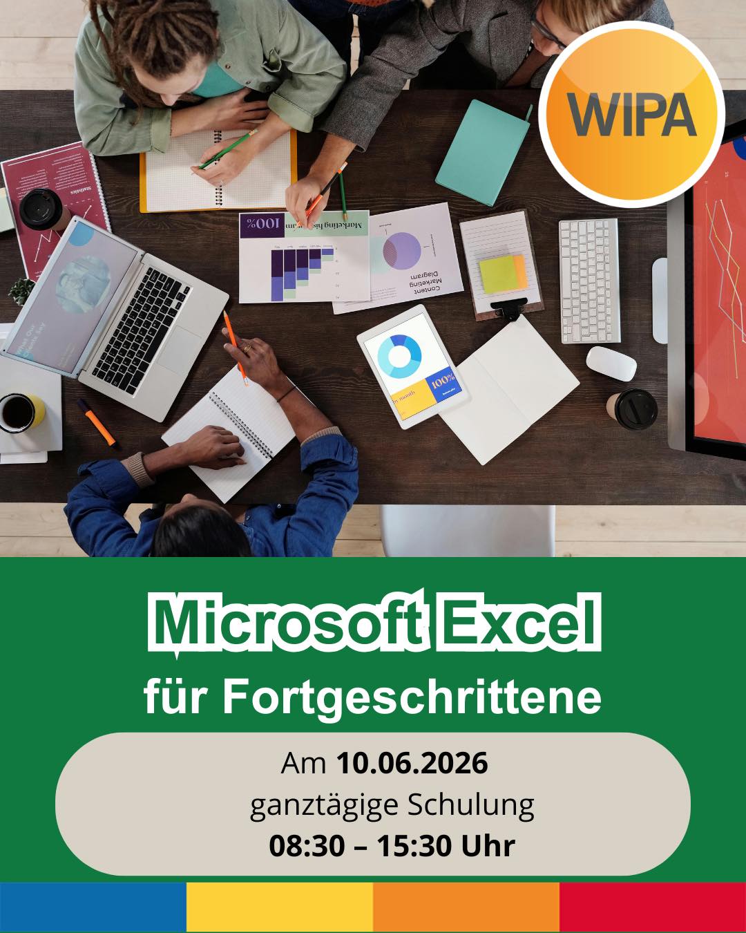 📊💼 Werde zum Excel-Profi und arbeite effizienter mit Daten!
Du kennst bereits die Grundlagen von Excel und möchtest deine Kenntnisse erweitern? Dann ist unser Tageskurs Excel für Fortgeschrittene genau das Richtige für dich! 🚀
📅 10.06.2026
⏰ 08:30 — 15:30 Uhr
📍 WIPA GmbH, Möllendorffstraße 48, 10367 Berlin
In diesem praxisorientierten Kurs vertiefst du deine Kenntnisse in Microsoft Excel und lernst fortgeschrittene Funktionen kennen, die im Berufsalltag besonders gefragt sind. 💻
✔ Erweiterte Formeln und Funktionen anwenden
✔ Professionelle Tabellen und Auswertungen erstellen
✔ Daten analysieren und strukturieren
✔ Diagramme und Visualisierungen effizient nutzen
✔ Arbeiten mit Filtern, Sortierungen und großen Datensätzen
✔ Produktiver und schneller mit Excel arbeiten
✔ Digitale Kompetenzen für Büro, Verwaltung und Unternehmen stärken
Fortgeschrittene Kenntnisse in Microsoft Excel und MS Office sind ein großer Vorteil auf dem heutigen Arbeitsmarkt. Wer sicher mit Tabellenkalkulation, Datenanalyse und professioneller Datenbearbeitung umgehen kann, verbessert seine Karrierechancen in Büroarbeit, Verwaltung, Buchhaltung, Controlling und vielen weiteren Berufsfeldern. Unser EDV-Kurs unterstützt dich dabei, deine berufliche Qualifikation auszubauen, effizienter zu arbeiten und dich optimal auf die Anforderungen der modernen Arbeitswelt in Deutschland vorzubereiten. 🌍📈
📲 Buche noch heute deinen Tageskurs in unserem Online-Shop! Link in Bio.
#WIPABerlin #MicrosoftExcel #ExcelFortgeschrittene #MSOffice #OfficeSkills #Weiterbildung #Arbeitsmarkt #Datenanalyse #Tabellenkalkulation #DigitaleKompetenzen #Berlin #Karriere #ExcelKurs #EDVKurs #BeruflicheWeiterbildung